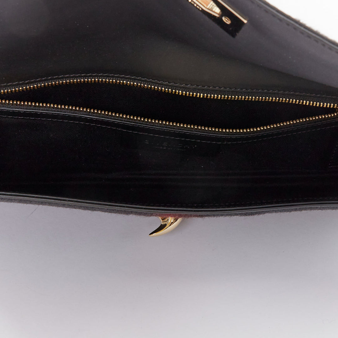 GIVENCHY Shark black red ponyhair gold turnlock foldover clutch bag