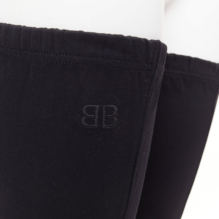 BALENCIAGA Demna Knife black crepe jersey BB embroidered thigh high boots EU38