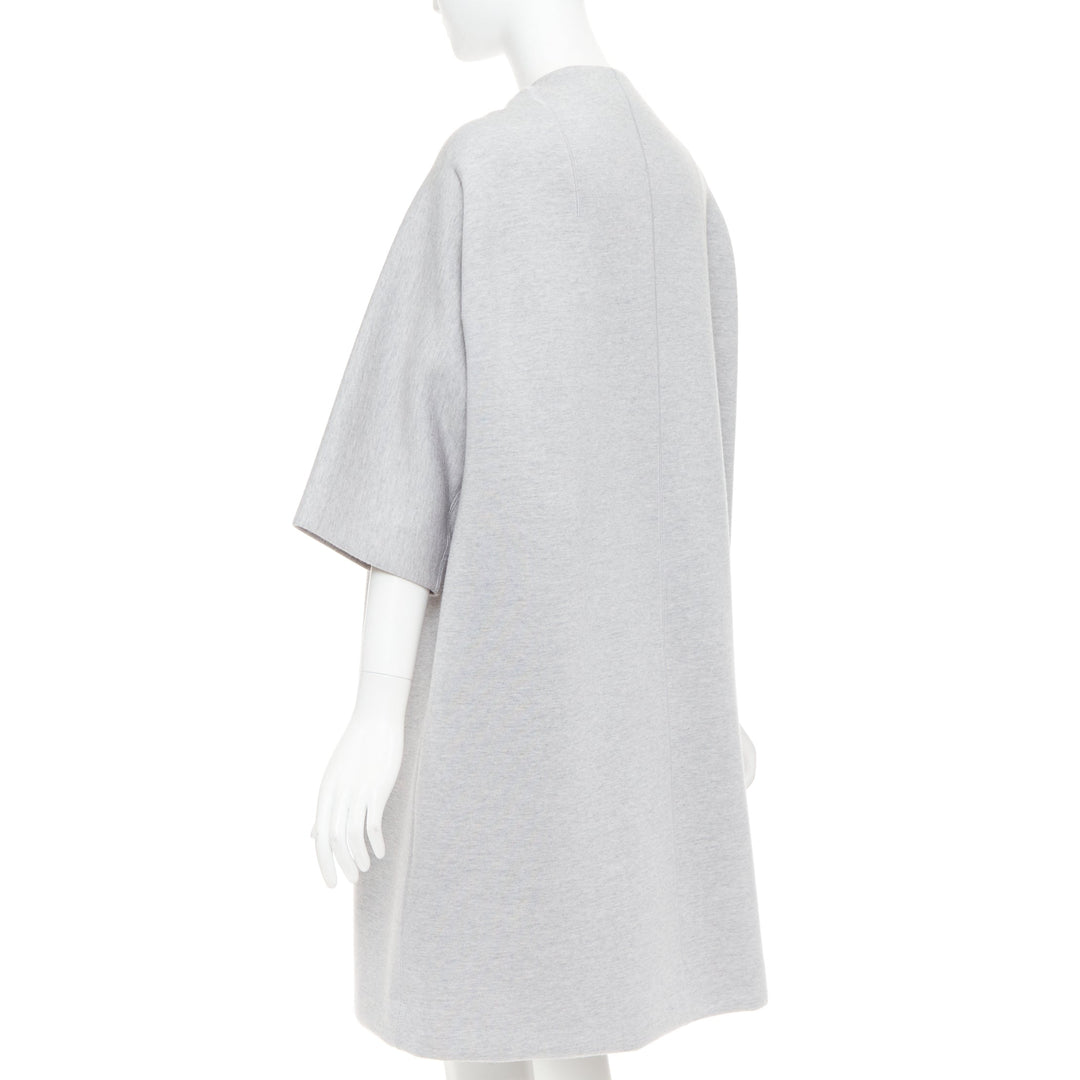 CHRISTIAN DIOR light grey virgin wool jersey cocoon half sleeve coat FR36 S