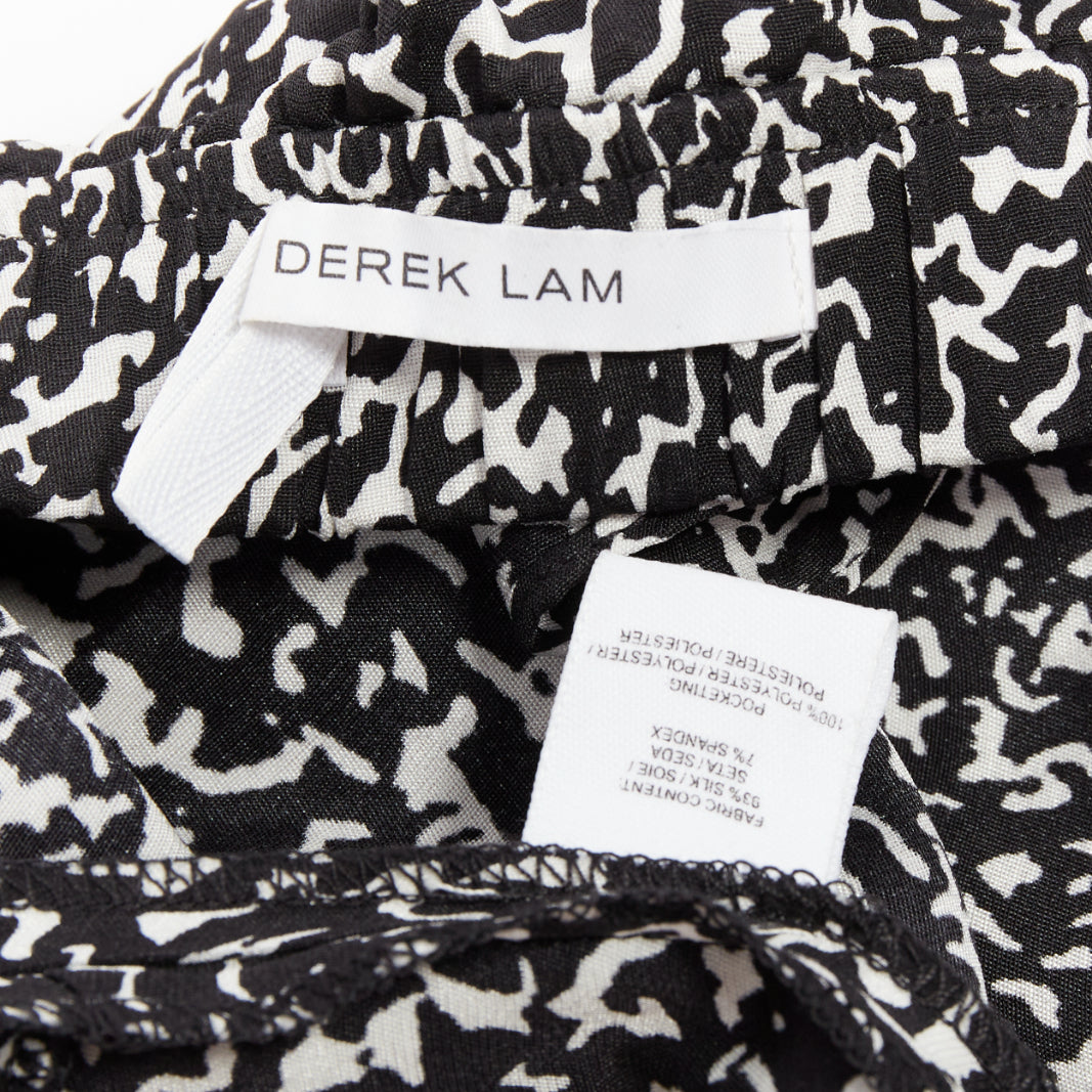 DEREK LAM 10 CROSBY black white silk blend geometric strapless jumpsuit US0 XS