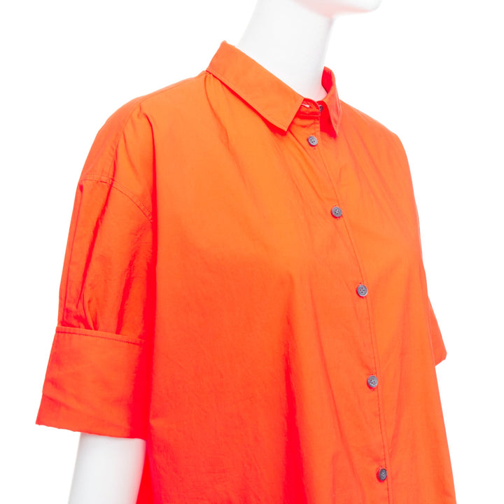 ACNE STUDIOS 2016 Lash Tech Pop neon orange cotton shirt dress FR34 XS