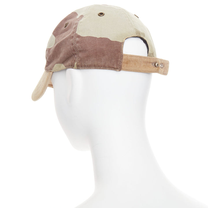 A.P.C. khaki camel camouflage corduroy beak baseball cap hat S