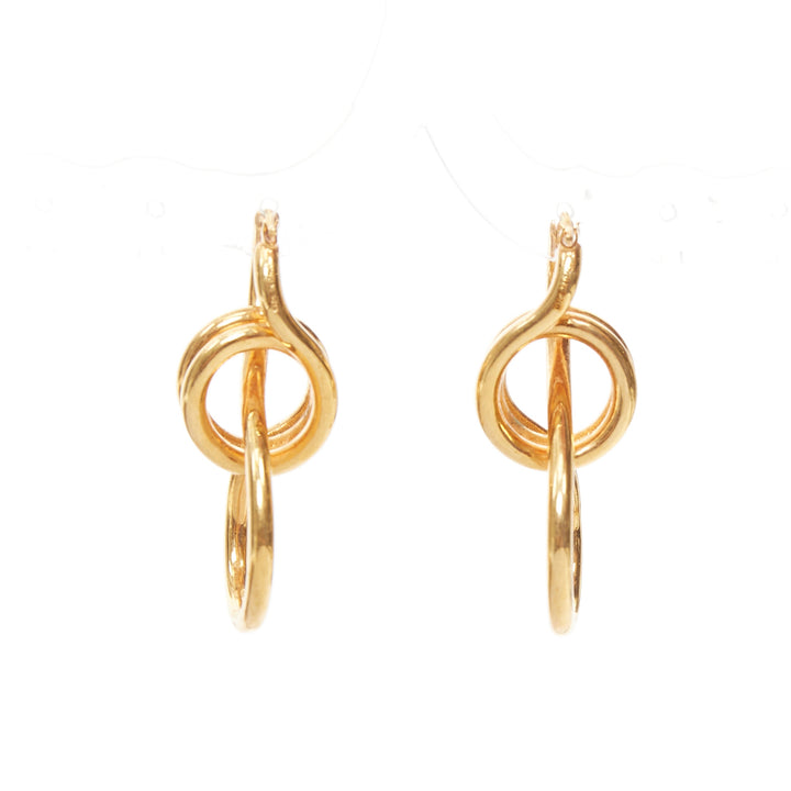 OLD CELINE Phoebe Philo Knot Double Hoop brass infinity twist wire earring Pair