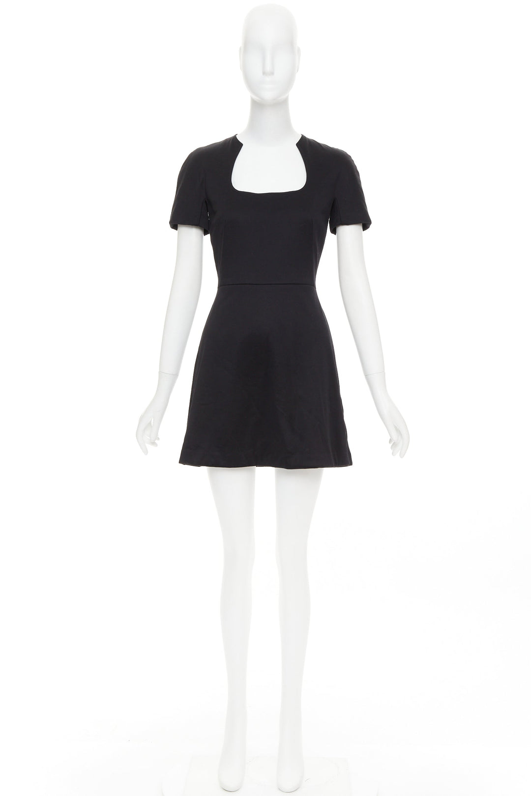 ALEXANDER MCQUEEN 2013 black cotton scoop neck short sleeve mini dress IT40 S