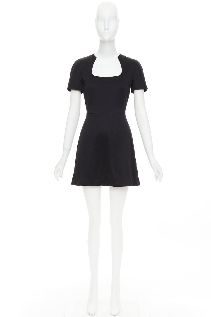 ALEXANDER MCQUEEN 2013 black cotton scoop neck short sleeve mini dress IT40 S