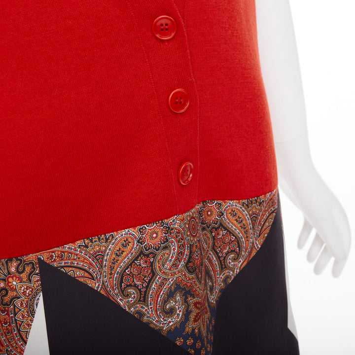 GIVENCHY Tisci 2013 Runway red black wool cotton silk paisley vest dress XS