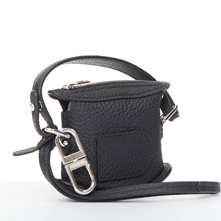 DELVAUX Pin Mini Bucket black taurillon soft leather silver hardware bag charm