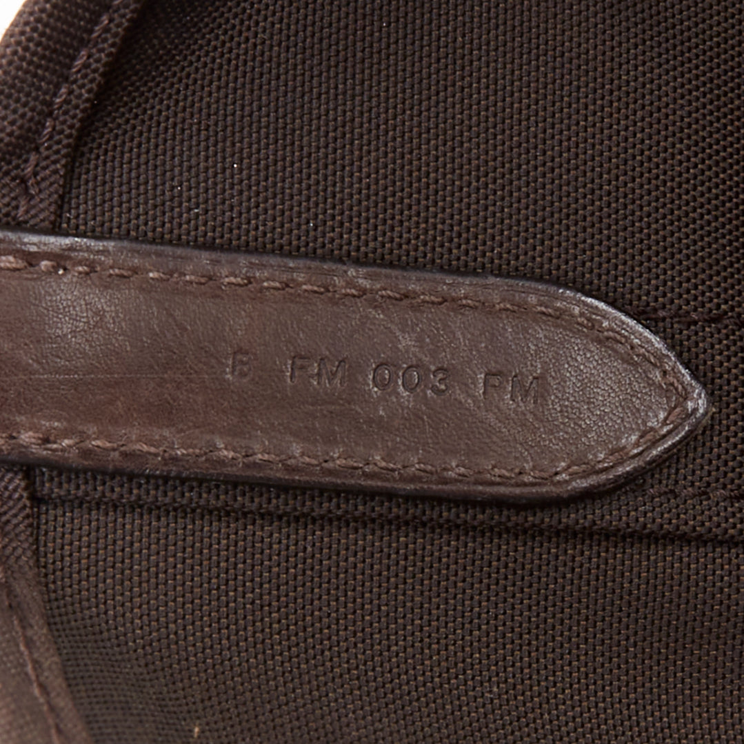 HERMES Sac de Panage Groom burgundy brown canvas logo tote bag