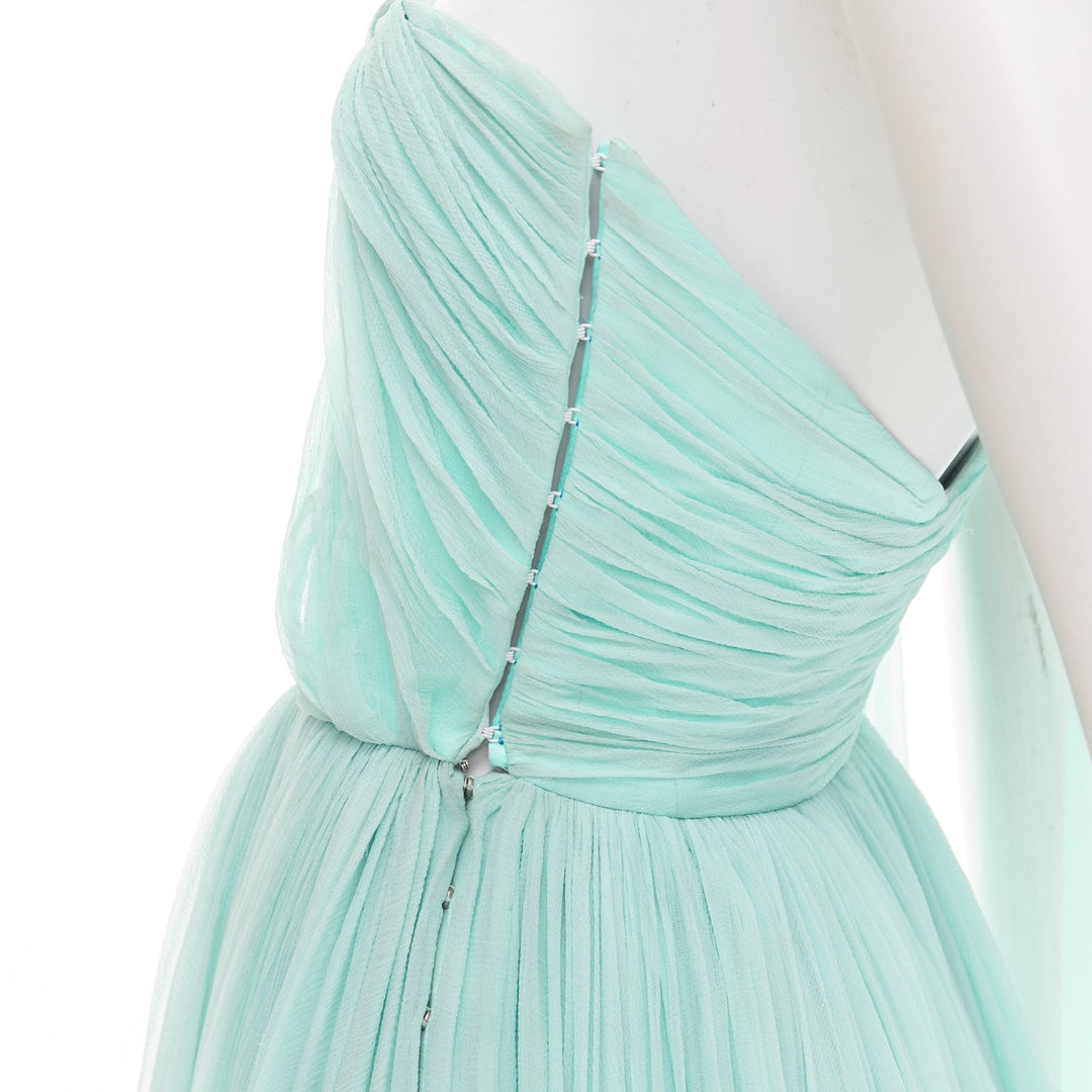 ALEXANDRE VAUTHIER COUTURE AW2019 Runway aqua blue strapless dress sash scarf