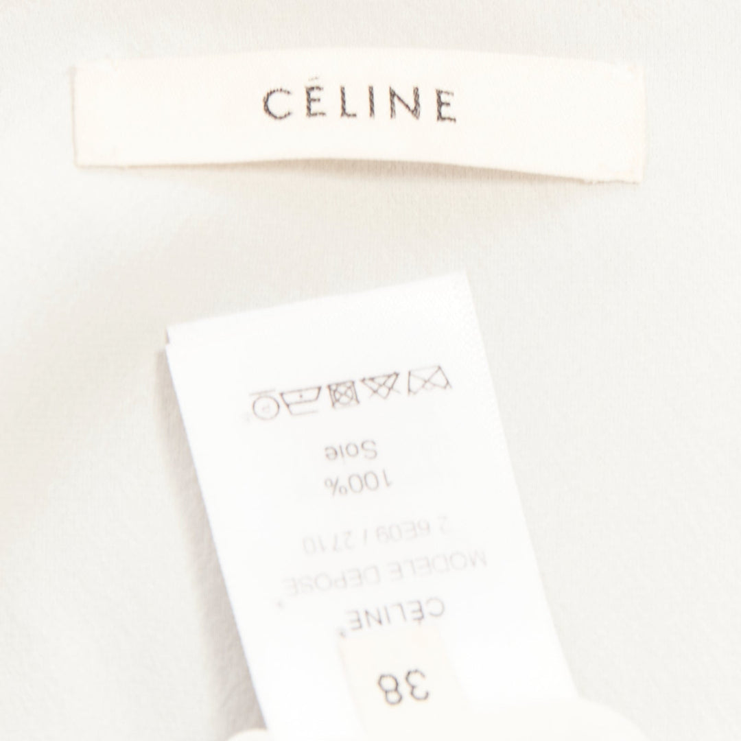 OLD CELINE 2010 Phoebe Philo navy ivory double layer silk scarf dress FR38 M