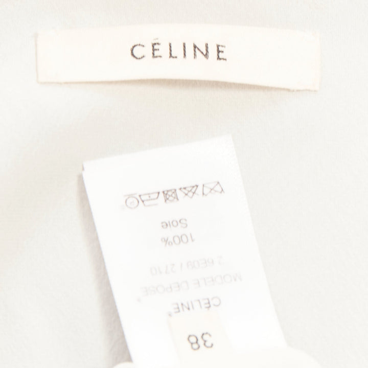 OLD CELINE 2010 Phoebe Philo navy ivory double layer silk scarf dress FR38 M