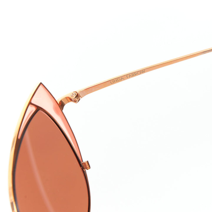 LINDA FARROW Des Voeux LFL855/6 rose gold peach cat eye sunglasses