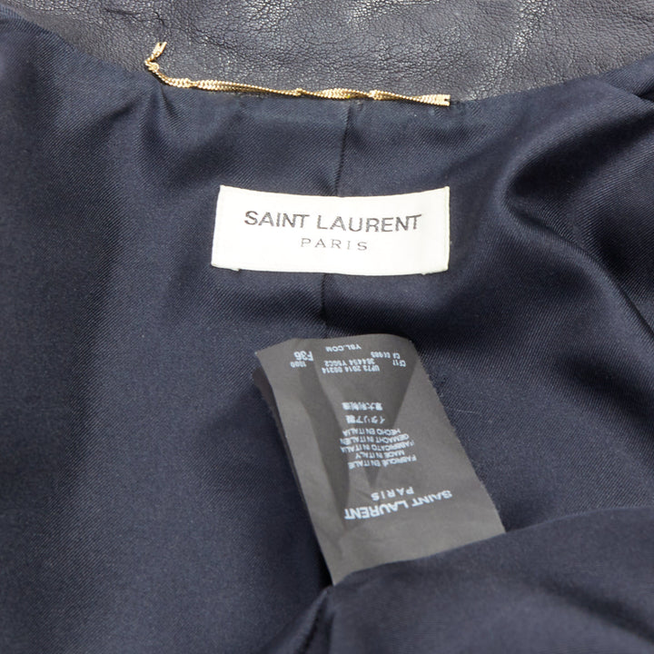 SAINT LAURENT Hedi Slimane 2014 black cropped smoking spencer jacket FR36 S