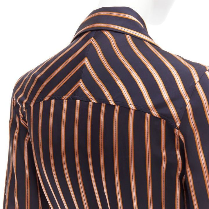 MIH JEANS Dexy brown black striped viscose tie belt jacquard jumpsuit S