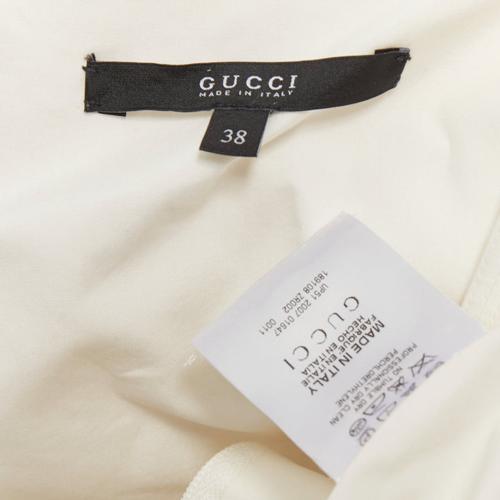 GUCCI 2007 cream cotton pleated drape waist one shoulder bubble dress IT38 XS