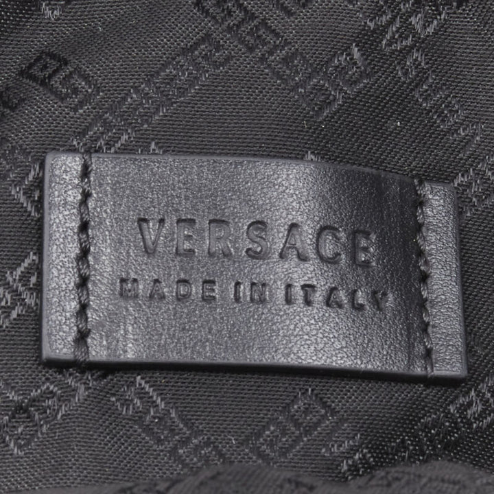 VERSACE Clash Demi Medusa gold silver split black leather neck crossbody bag
