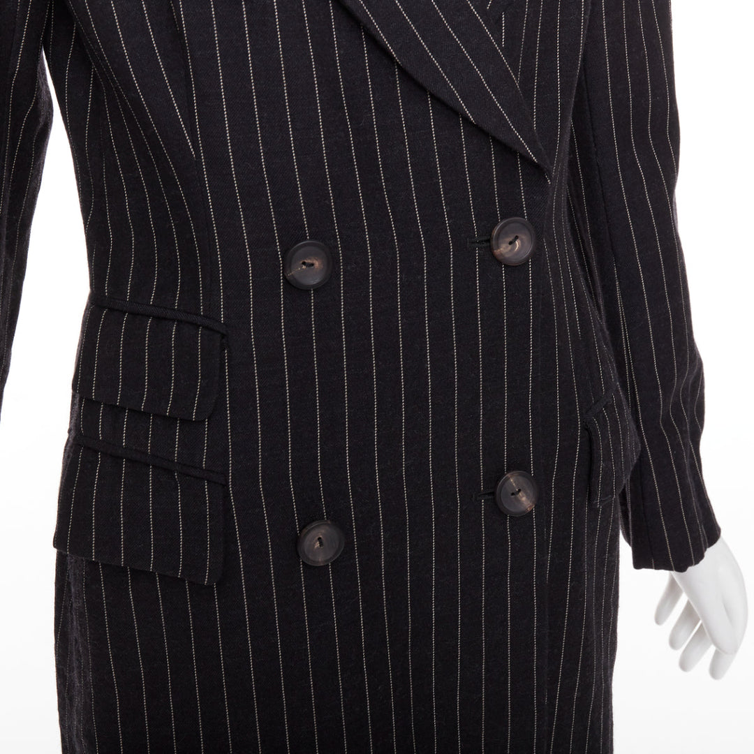 rare GUCCI Tom Ford 1996 Vintage Runway black wool pinstripe overcoat IT42 M