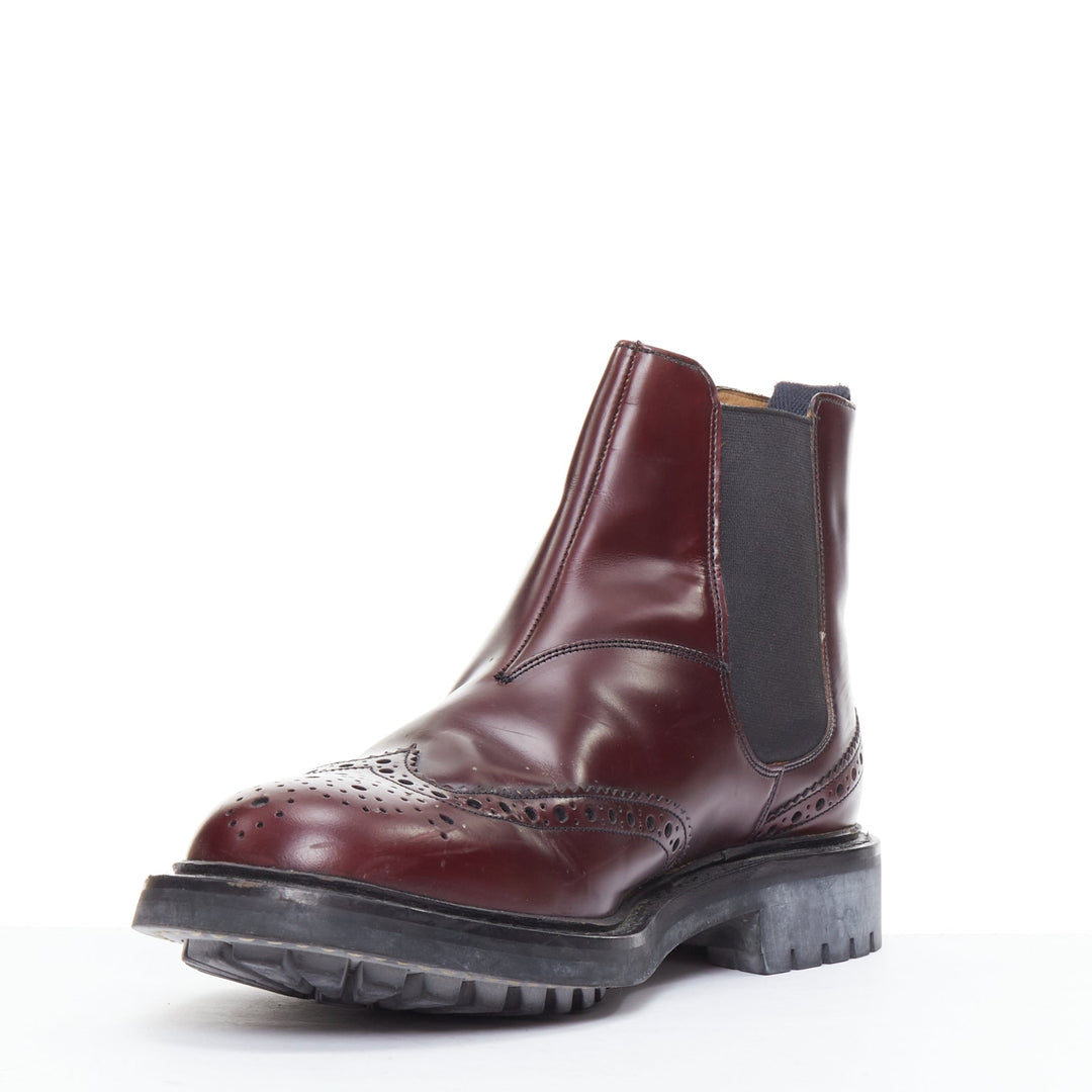 CHURCH'S Ketsby burgundy perforated polished chelsea boots UK7 EU41