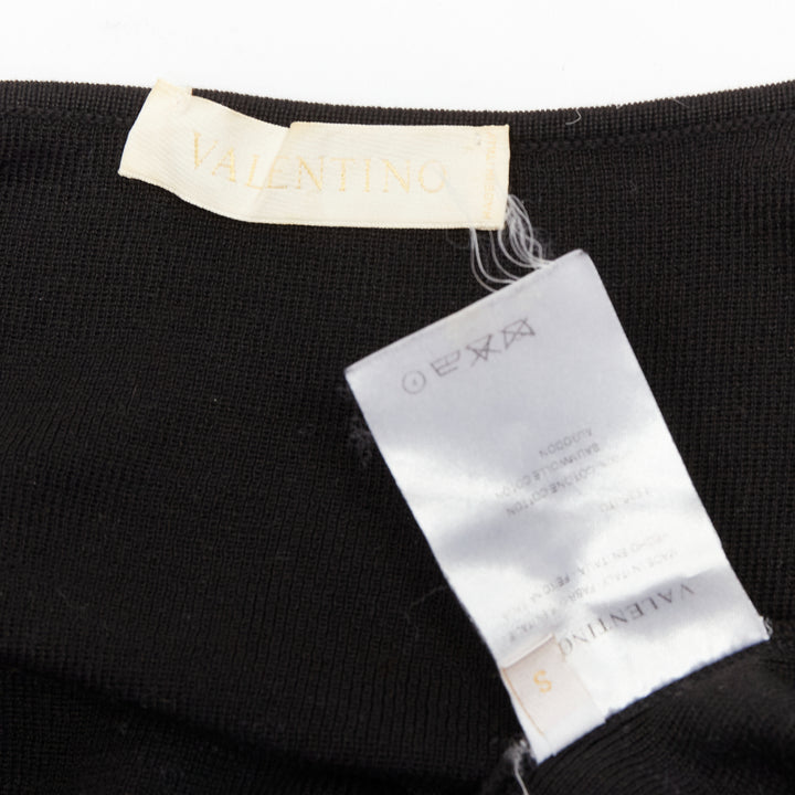 VALENTINO Vintage black cotton satin trim scoop knitted tank top S