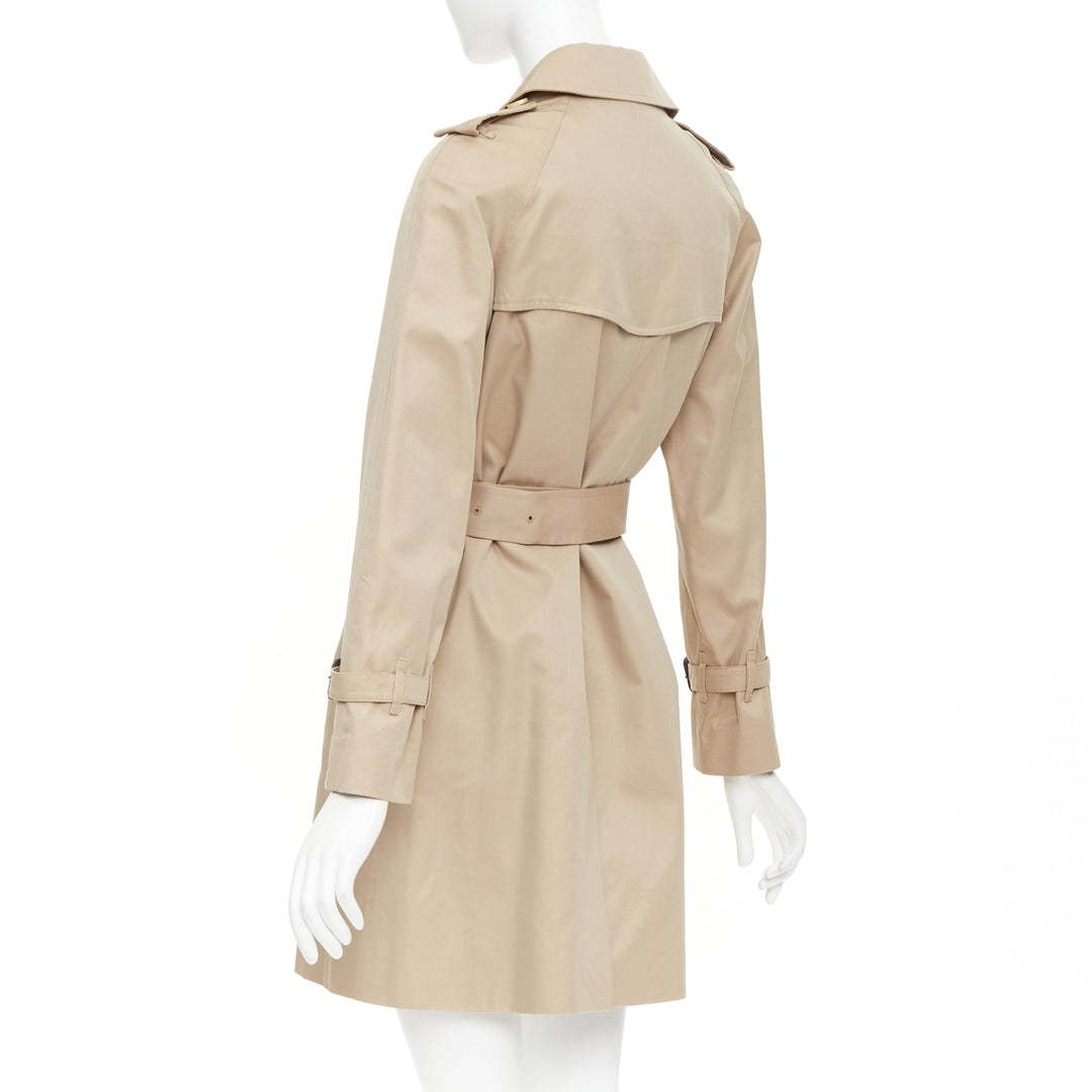 MACKINTOSH beige cotton horn buttons double breasted classic trench FR32 XXS