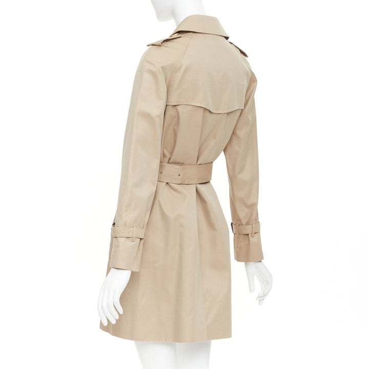 MACKINTOSH beige cotton horn buttons double breasted classic trench FR32 XXS