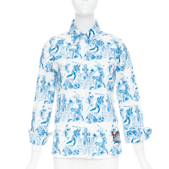 PRADA 2016 Christophe Chemin The Important Ones blue white cuff shirt IT38 X