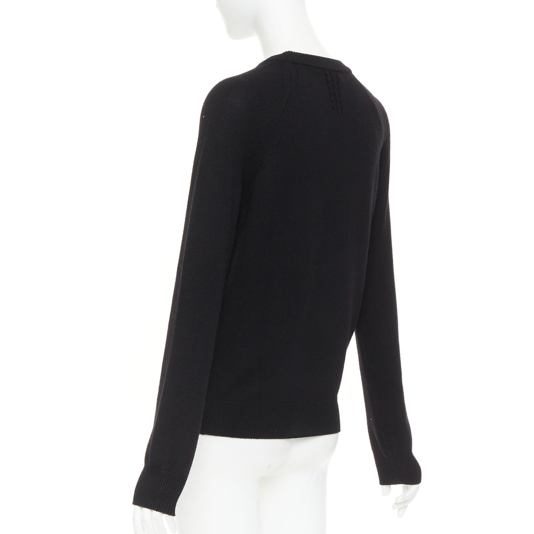 SAINT LAURENT 2016 wool black classic crew neck raglan sleeve pullover sweater S