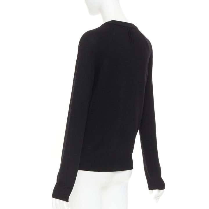 SAINT LAURENT 2016 wool black classic crew neck raglan sleeve pullover sweater S