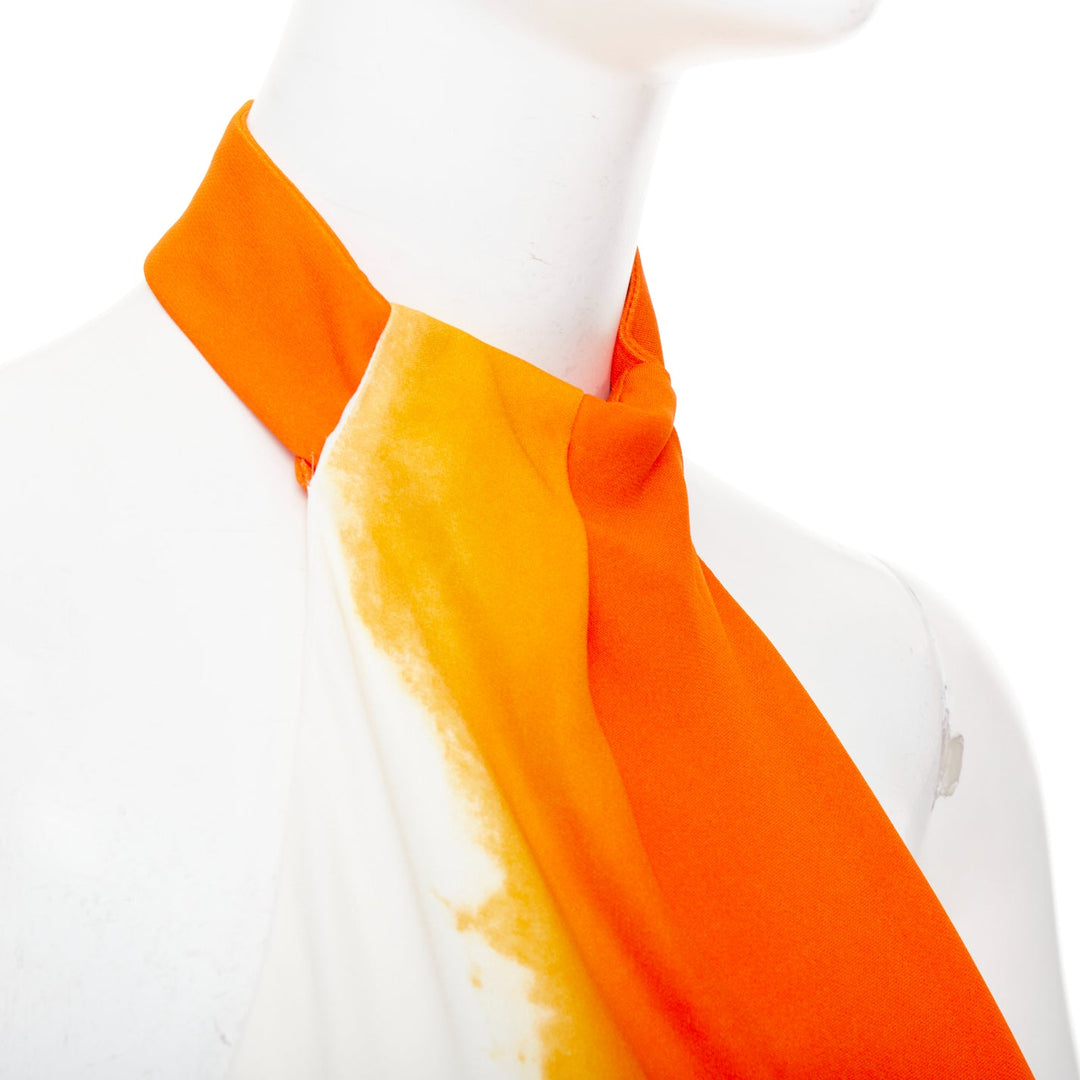 FERRAGAMO Maximilian Davis 2023 Runway orange sunset silk halter dress IT38 XS