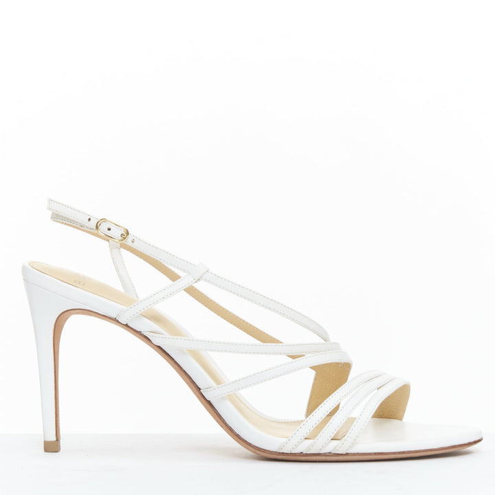 ALEXANDRE BIRMAN white leather caged strappy high heeled sandals EU39.5