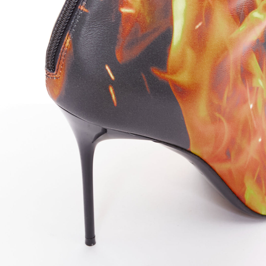 rare BALMAIN Uria black orange burning flame fire corset lace boots EU39