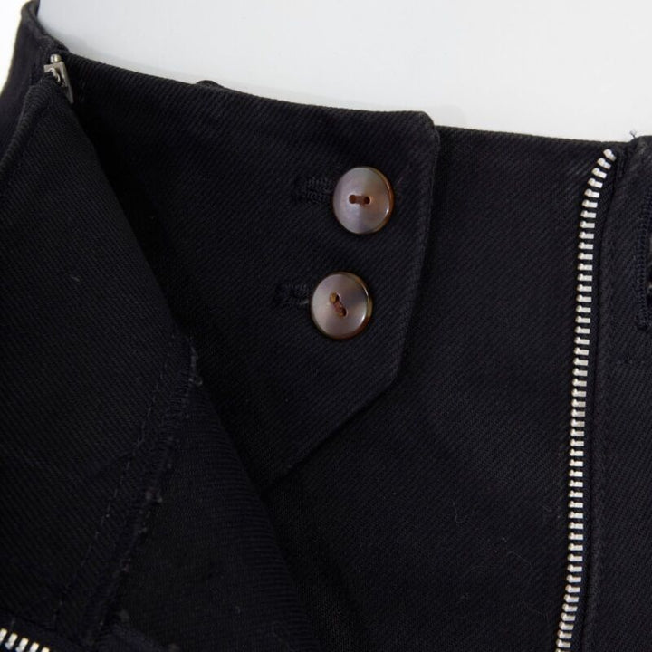 JEAN PAUL GAULTIER black cotton dual zip circle stitch padded bum skirt 25" XS