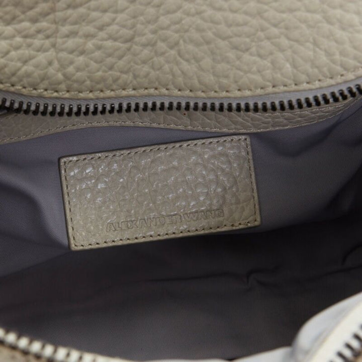 ALEXANDER WANG Rockie grey pebble leather black stud base small duffel bag