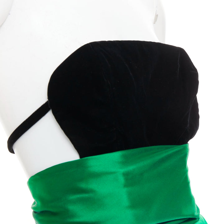 rare ALEXANDRE VAUTHIER COUTURE AW2020 Runway black velvet green gown Beyonce