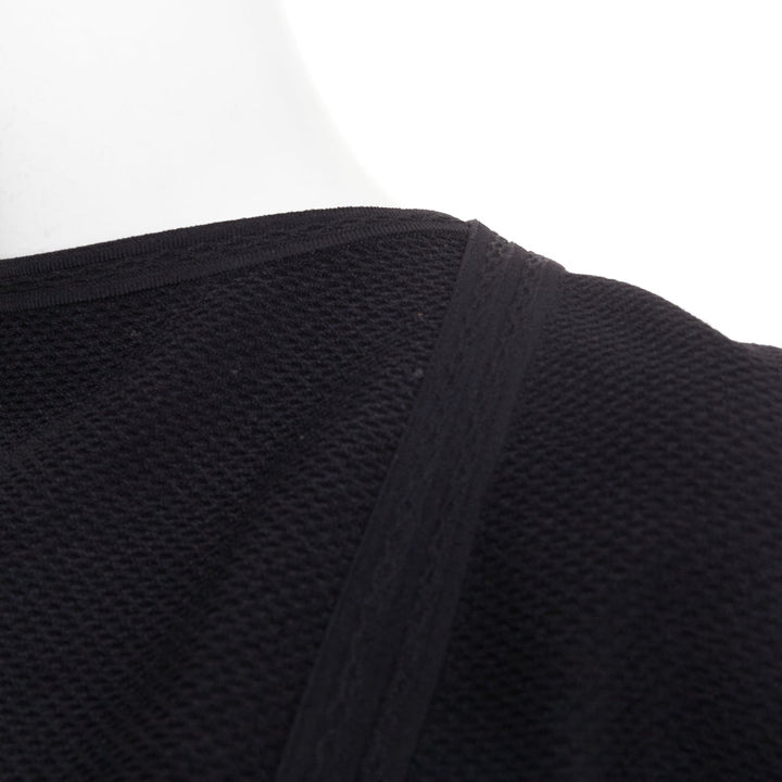 ALAIA Vintage black garter stitch knit button cardigan sleeveless top set L