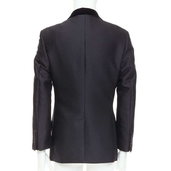 TOM FORD Cooper black wool velvet lapel double breasted tuxedo blazer IT54 XXL