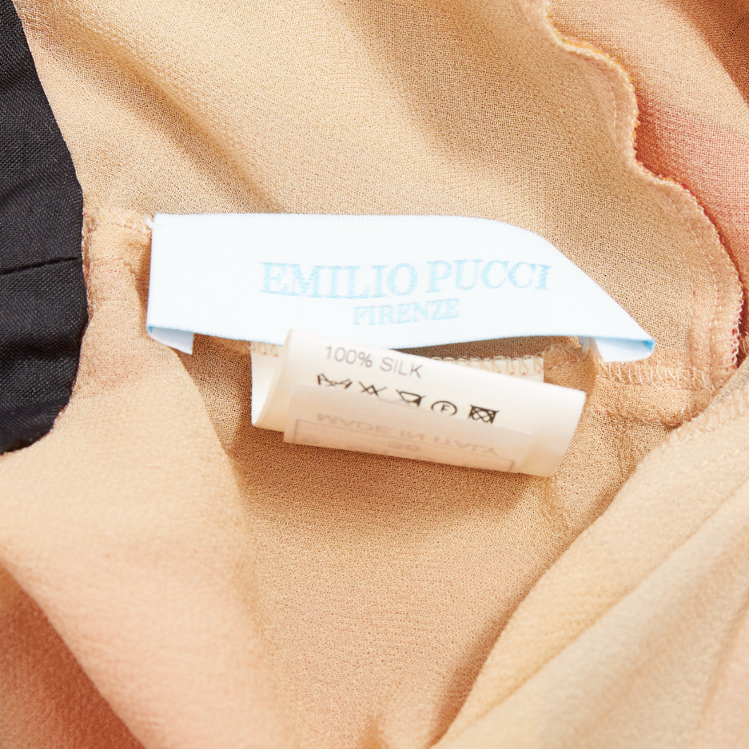 EMILIO PUCCI pink orange hue 100% silk kaleidoscopic swirl beaded dress IT40 S