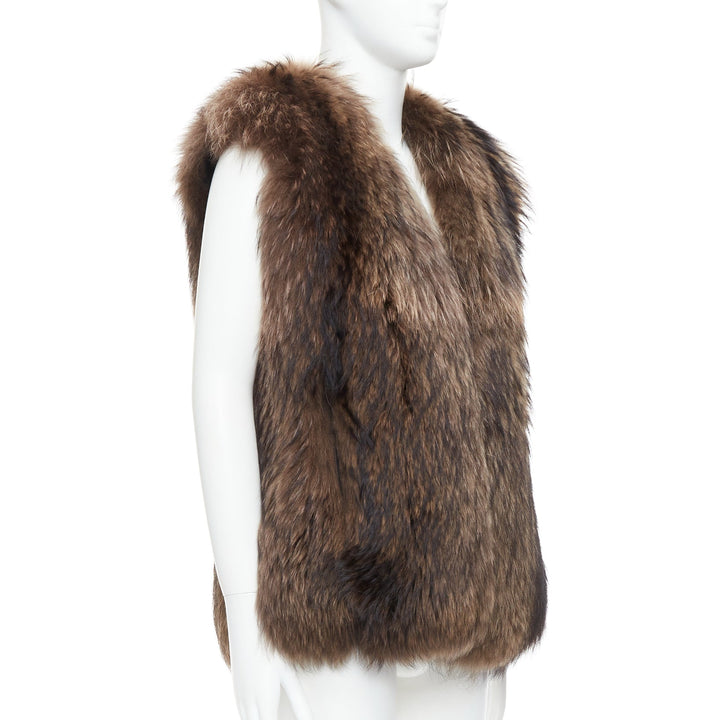 DAMIR DOMA brown genuine fur sleeveless vest coat M