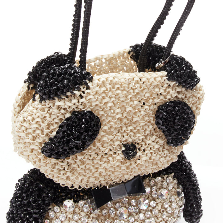 rare ANTEPRIMA Wire Bag black cream rhinestone crystal Panda tote