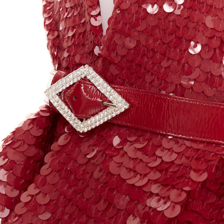 ALEXANDRE VAUTHIER COUTURE SS2022 Runway red gradient bead sequin peplum jacket