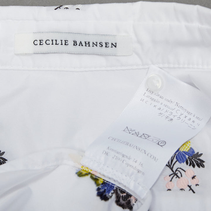 CECILIE BAHNSEN Mikko Hawthorn floral jacquard white voluminous dress UK12 L