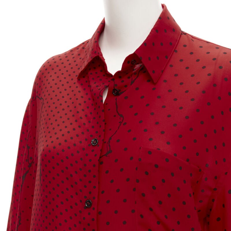 HAIDEr ACKERMANN 2018 red black polka dot print relaxed oversized shirt FR40 M