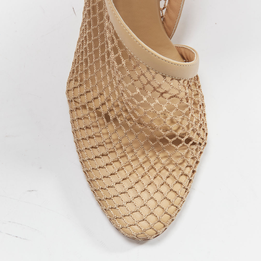 BOTTEGA VENETA Runway Daniel Lee beige fishnet gold chain high heel EU39