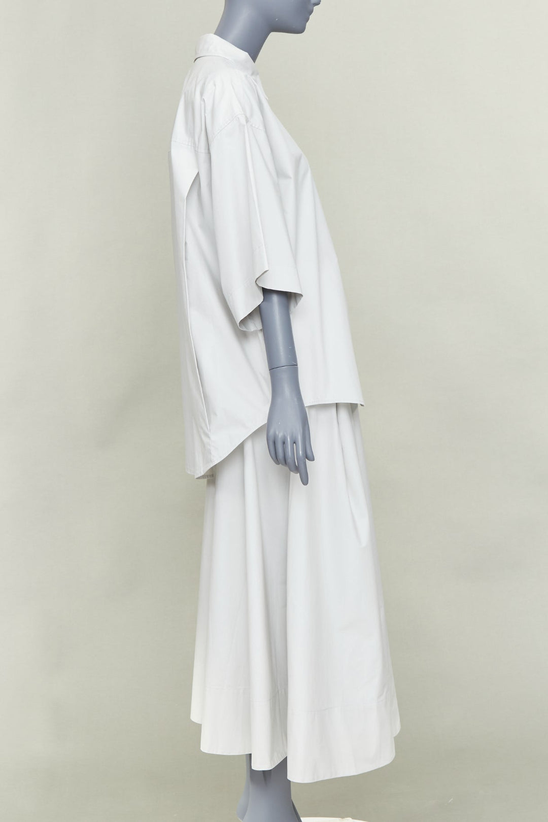 REMAIN Wind Chime light grey organic cotton oversized shirt skirt set FR36 S