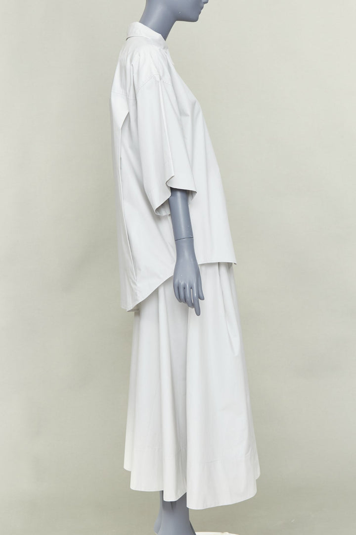 REMAIN Wind Chime light grey organic cotton oversized shirt skirt set FR36 S