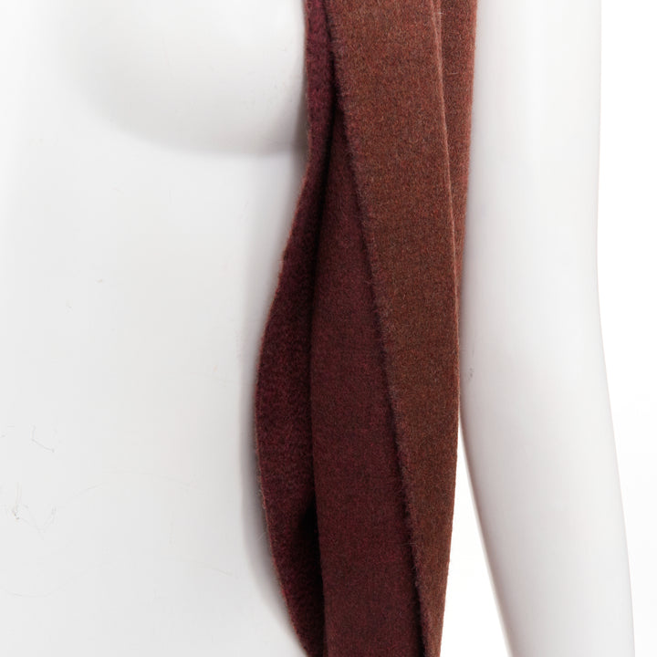 LORO PIANA Two Tone Baby Cashmere brown fringed colorblocked long scarf