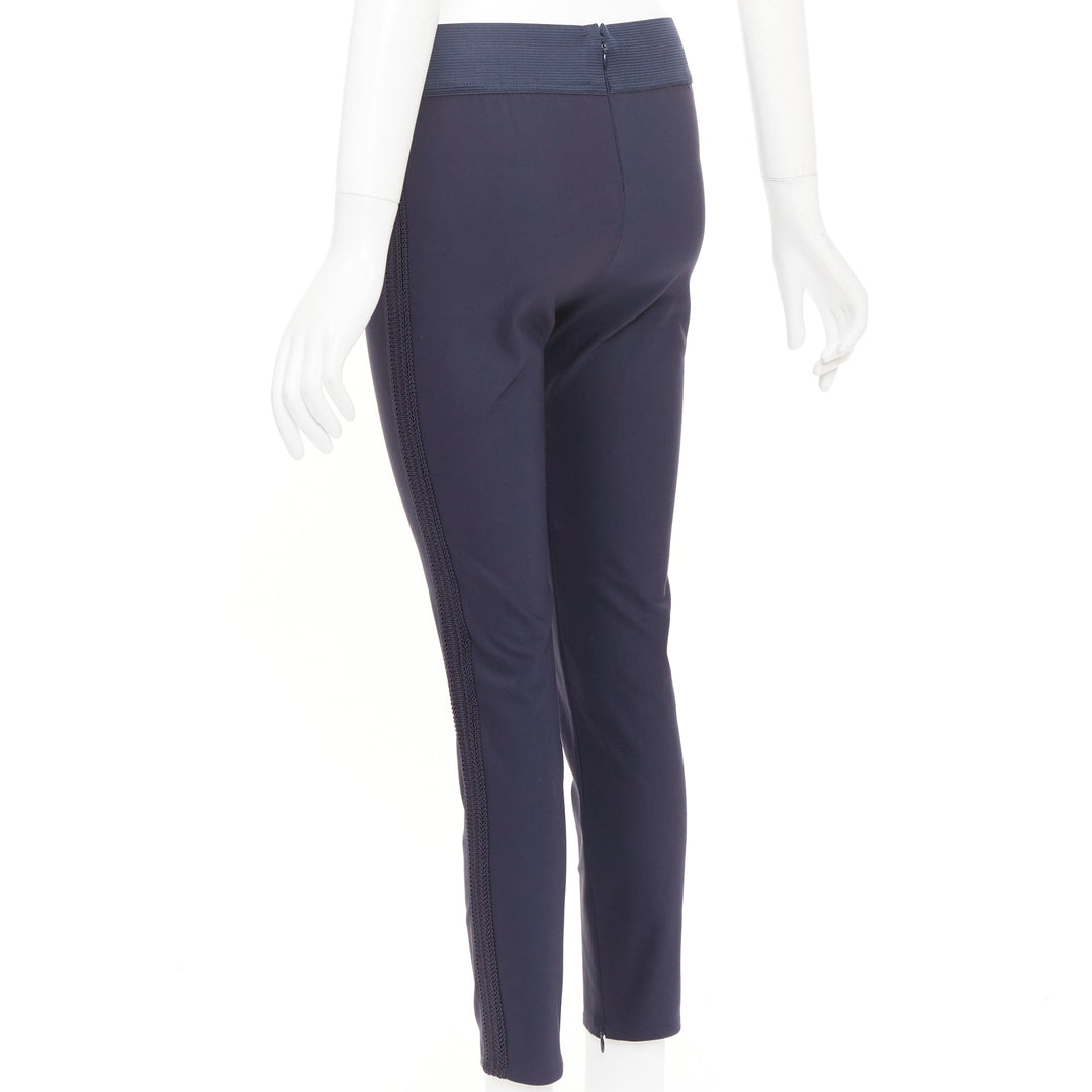 STELLA MCCARTNEY 2015 navy cotton blend elastic embroidery cropped pants IT38 XS