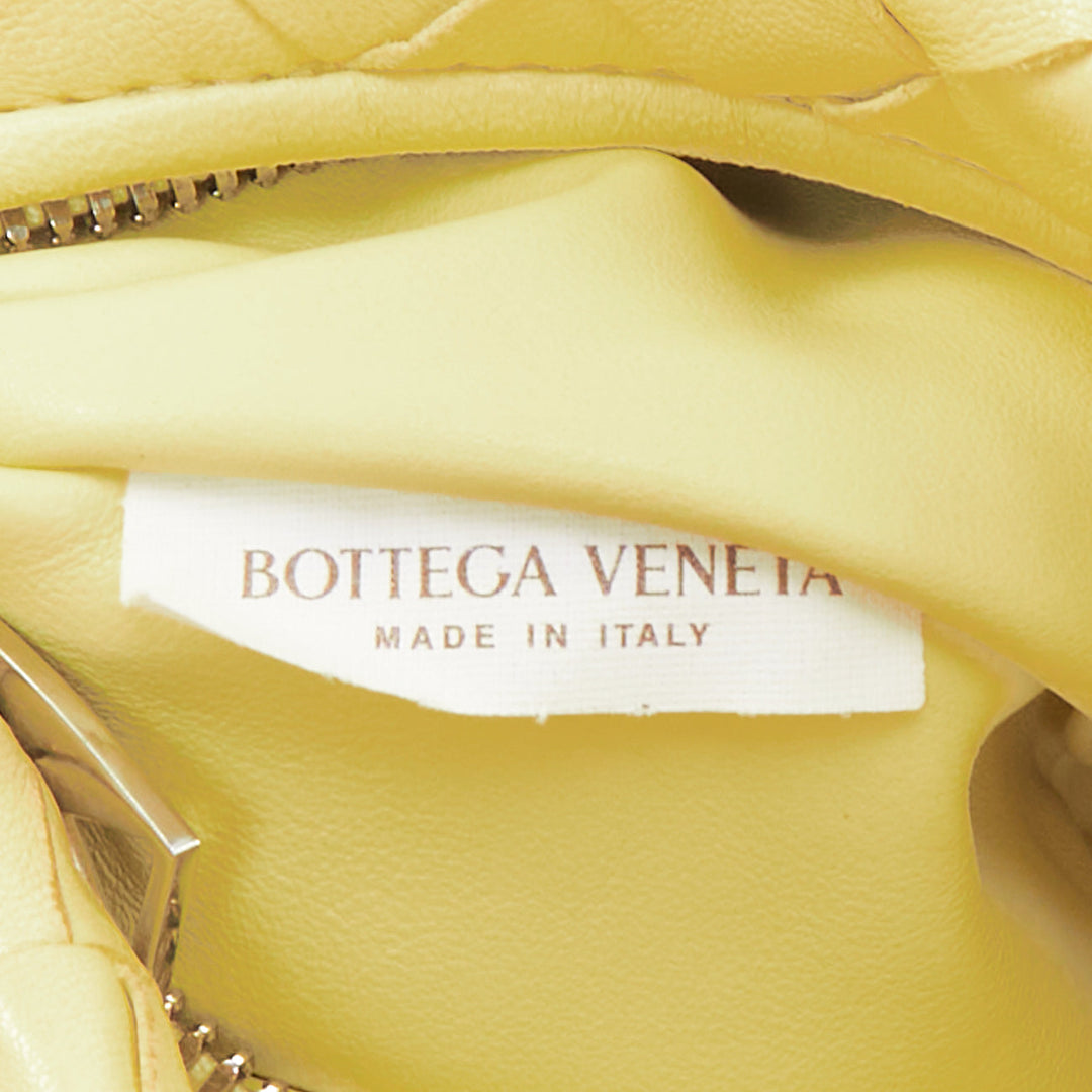 BOTTEGA VENETA Jodie Mini pastel yellow lambskin intrecciato woven knot hobo bag