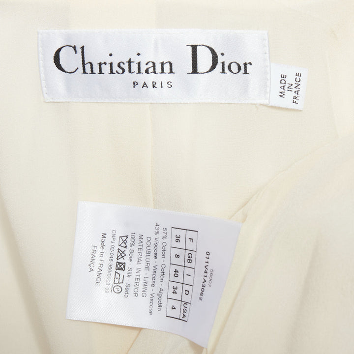 CHRISTIAN DIOR Bar Jacket cream cotton blend canvas contour jacket FR36 S