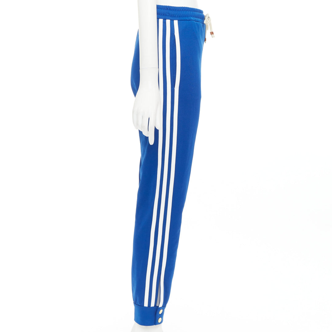 GUCCI ADIDAS 2022 blue white logo web 3 stripe trim track sweat pants XS